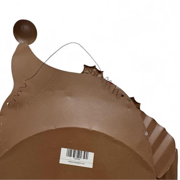 Rustic 3d Metal Festive Santa Hanging Wall Door Decor with Red Accents NWT - Picture 2 of 8